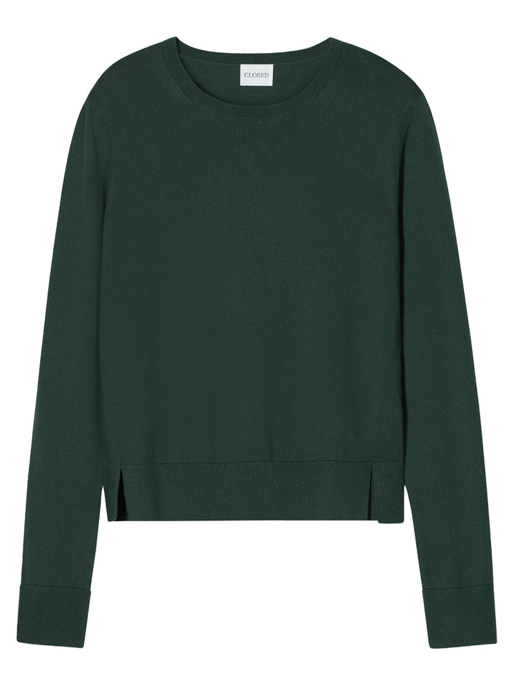 Closed Fijn Gebreide Trui – Groen-94% katoen, 3% cashmere, 3% wol-DAMES TRUIEN & VESTEN-Groen