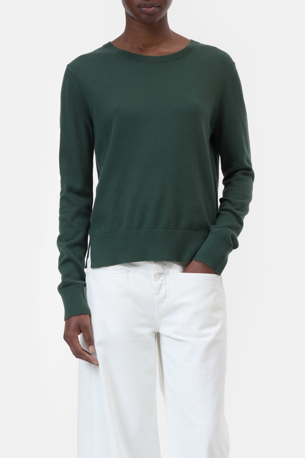 Closed Fijn Gebreide Trui – Groen-94% katoen, 3% cashmere, 3% wol-DAMES TRUIEN & VESTEN-Groen