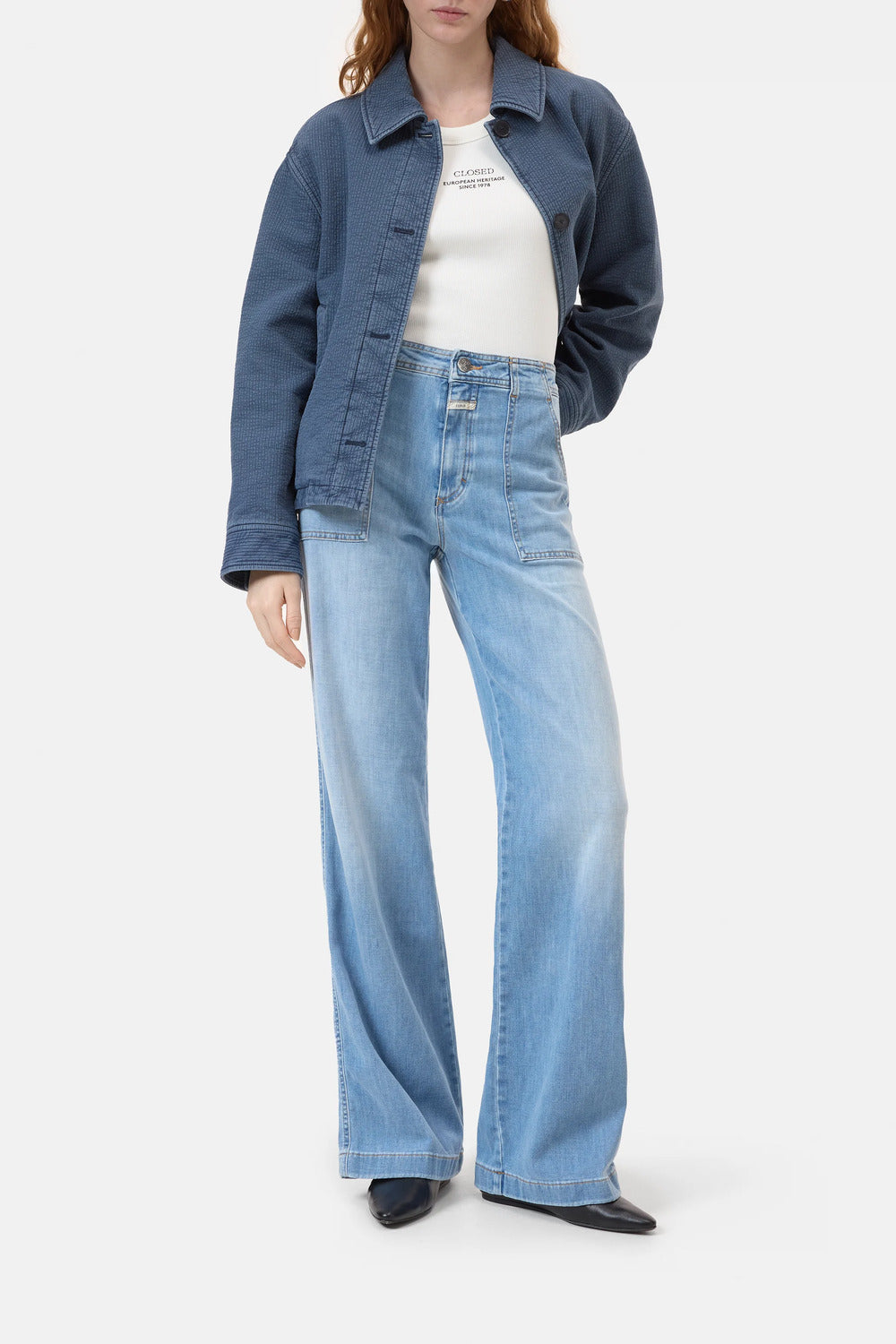 Closed – Flared Jeans Aria Light Blue-92% katoen, 6% elastomultiester, 2% elastaan-DAMES BROEKEN-Blauw