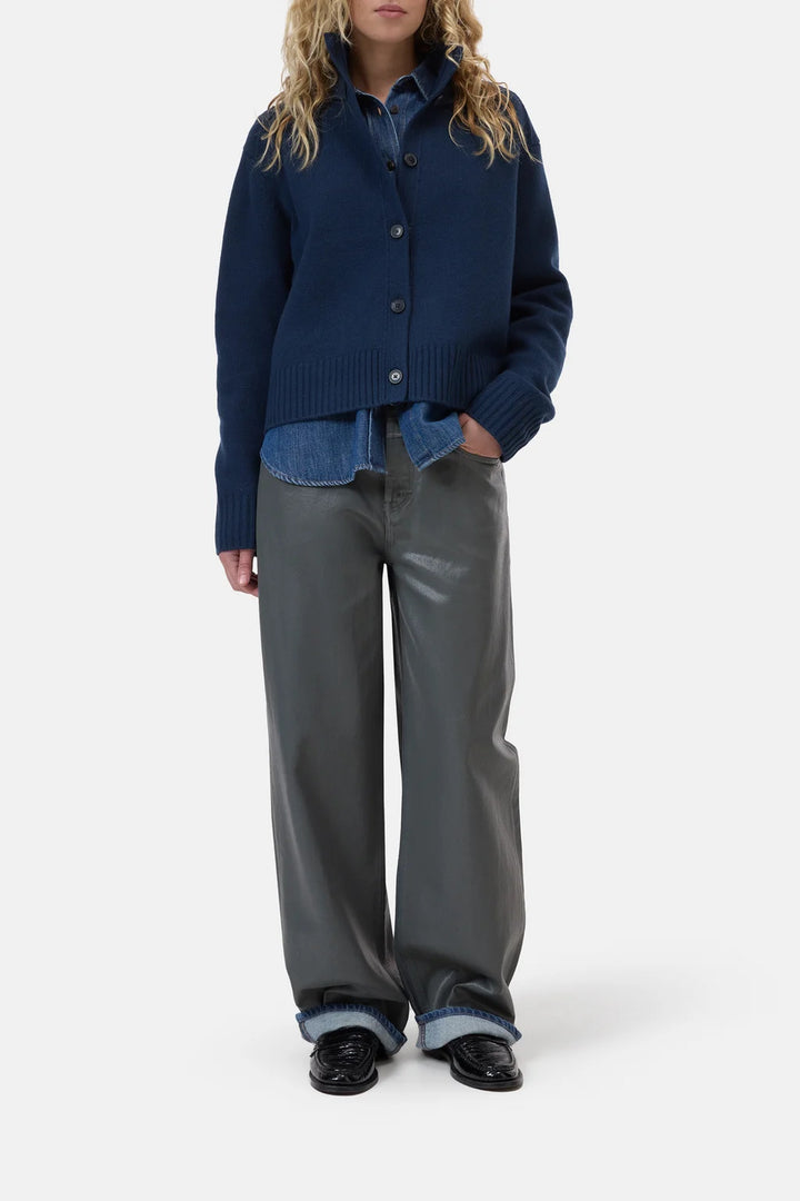 Closed Gebreid Vest – Blauw-100% wol-DAMES TRUIEN & VESTEN-Blauw