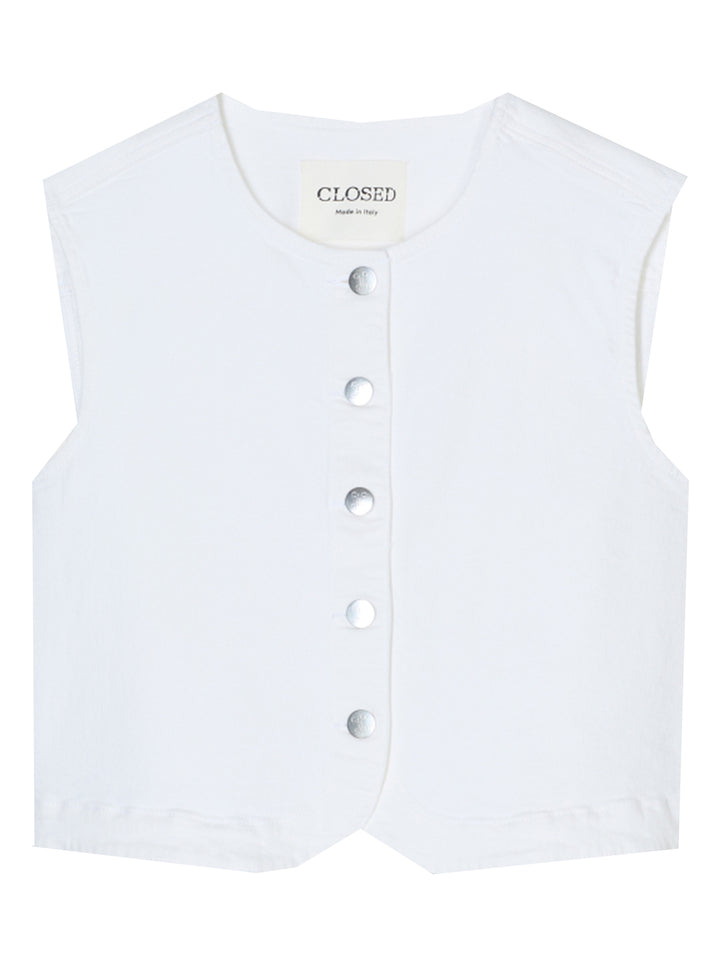 Closed Gilet - Wit-99% katoen, 1% elastaan-DAMES TRUIEN & VESTEN-Wit