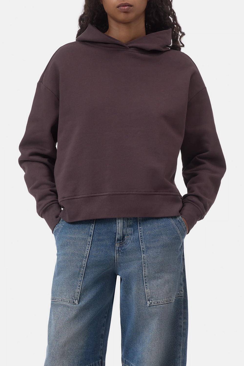 Closed Hoodie van biologisch katoen – Bruin-100% katoen-DAMES TRUIEN & VESTEN-Bruin