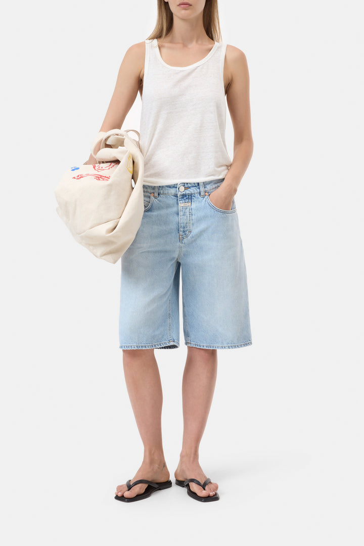 Closed Jenica Short Wide Fit – Blauw-100% katoen-DAMES BROEKEN-Blauw