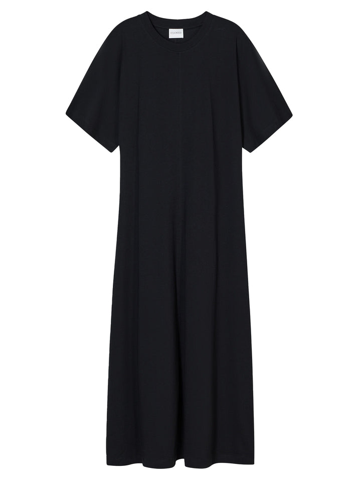 Closed lange jurk – Zwart-100% katoen-DAMES JURKEN-Zwart
