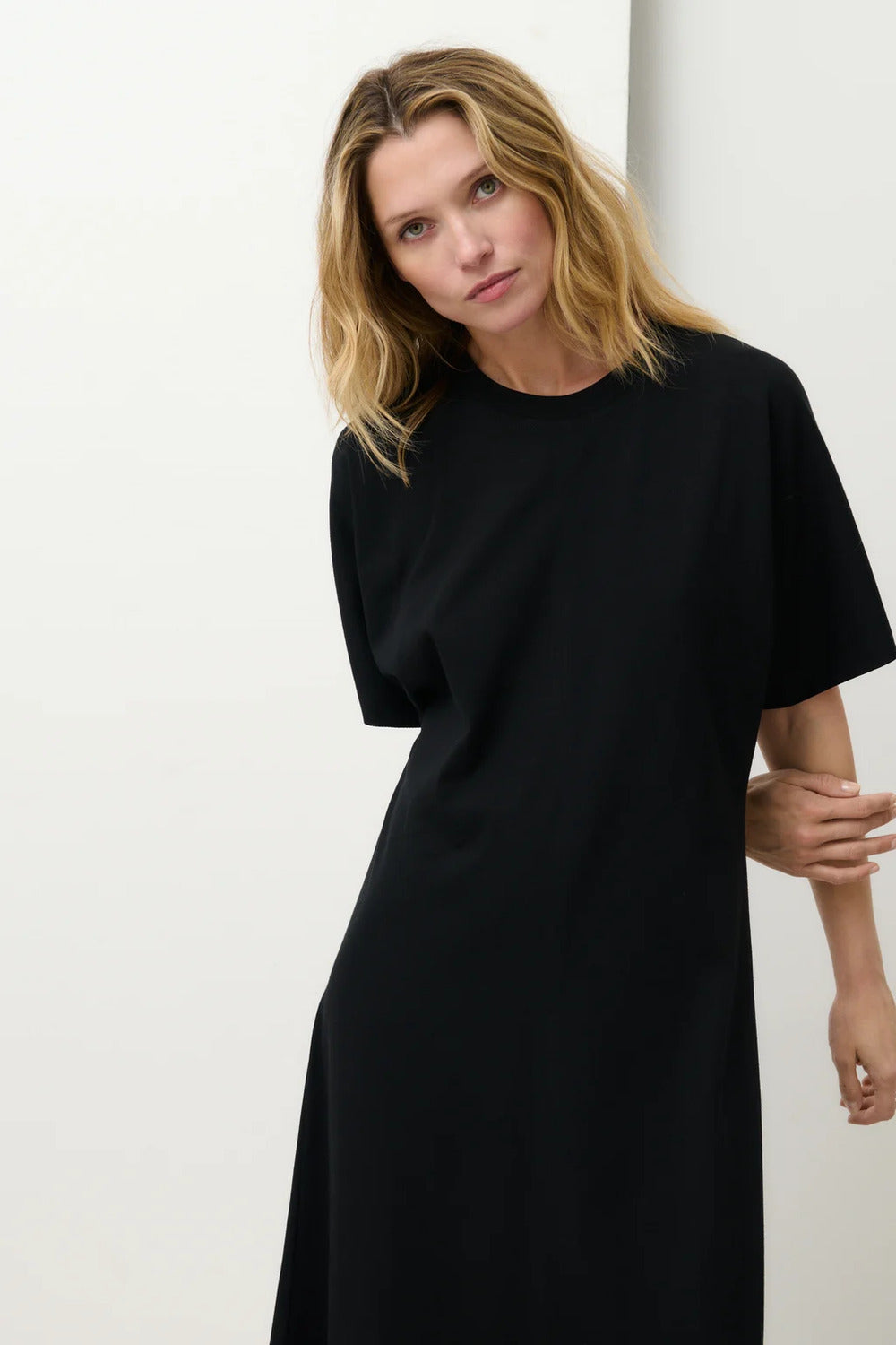 Closed lange jurk – Zwart-100% katoen-DAMES JURKEN-Zwart