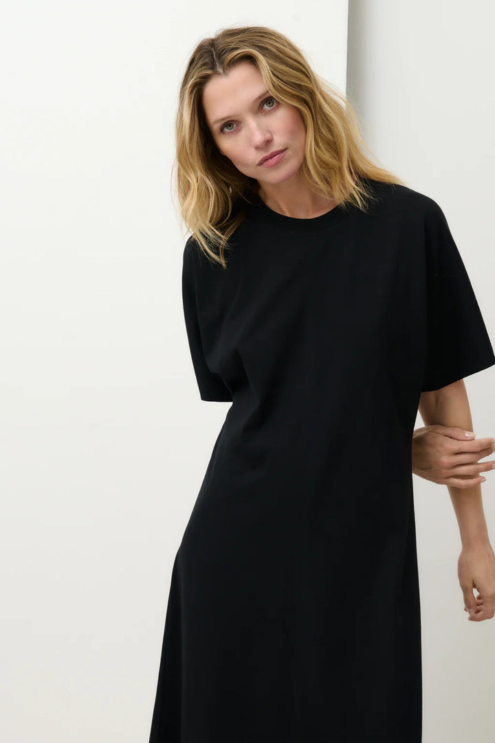 Closed lange jurk – Zwart-100% katoen-DAMES JURKEN-Zwart