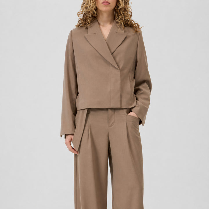 Closed Lola blazer – Bruin-53% polyester, 43% wol, 4% elastaan-DAMES BLAZERS & JASJES-Bruin