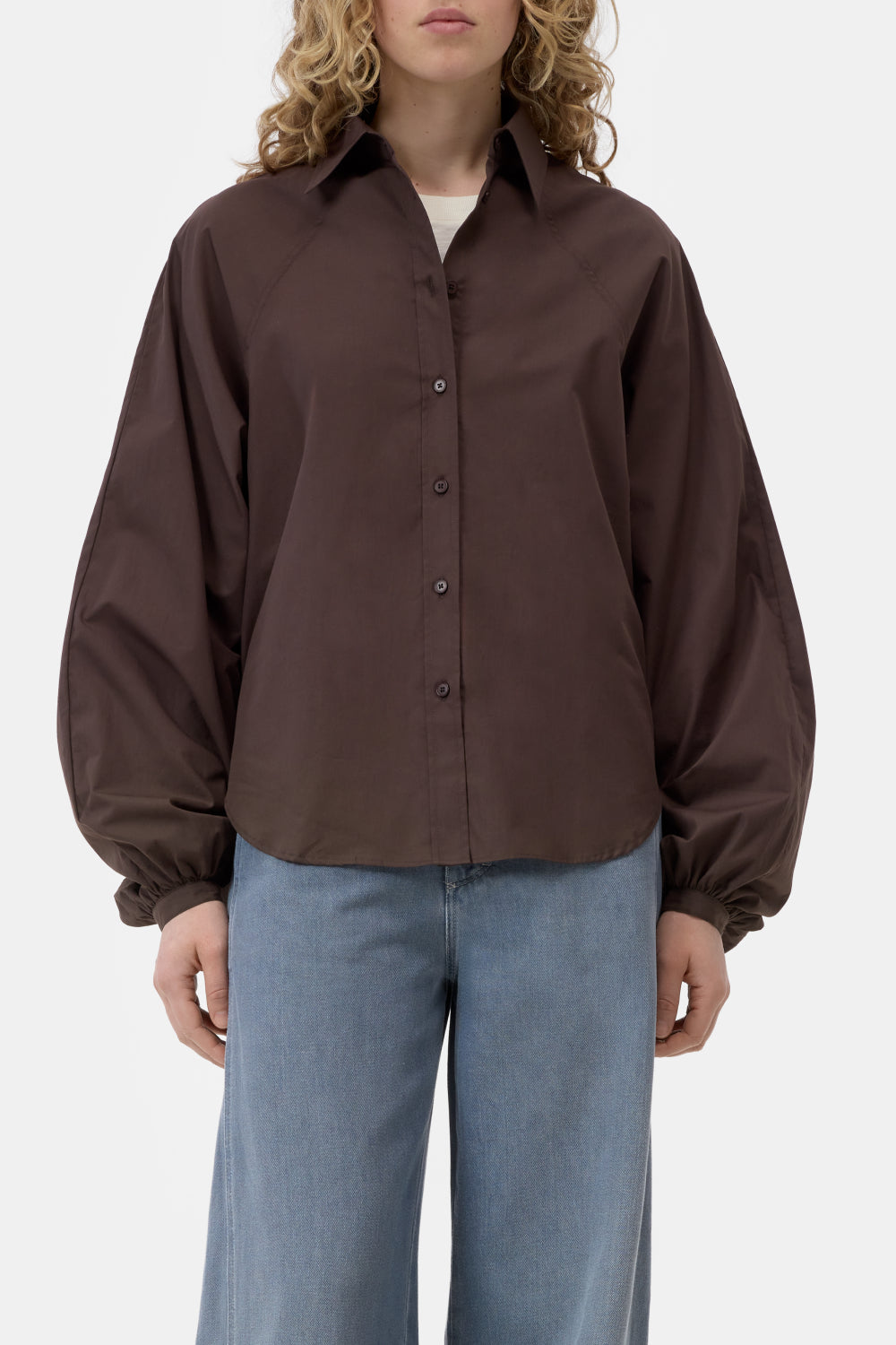 Closed Raglan Blouse – Bruin-100% katoen-DAMES TOPS & BLOUSES-Bruin