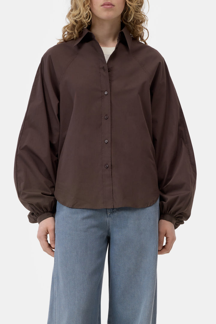 Closed Raglan Blouse – Bruin-100% katoen-DAMES TOPS & BLOUSES-Bruin
