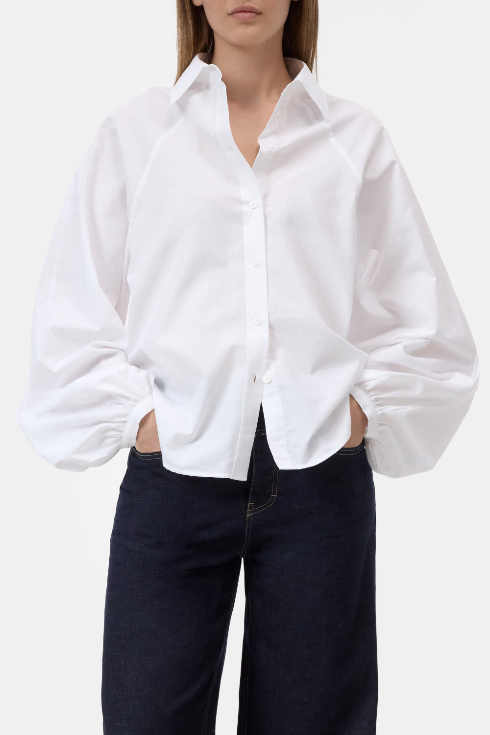 Closed Raglan Blouse – Wit-100% katoen-DAMES TOPS & BLOUSES-Wit