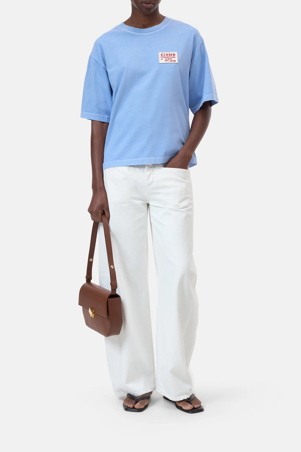 Closed Relaxed T‑shirt – Blauw-100% katoen-DAMES TOPS & BLOUSES-Blauw