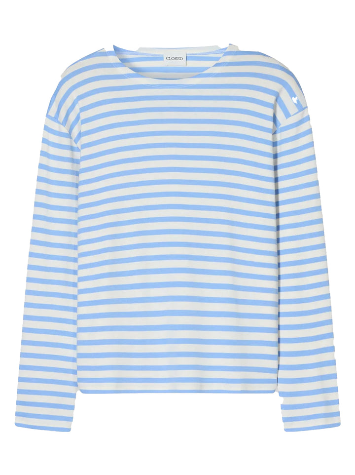 Closed Relaxed T‑shirt Lange Mouw – Blauw-50% katoen, 50% modal-DAMES TOPS & BLOUSES-Blauw