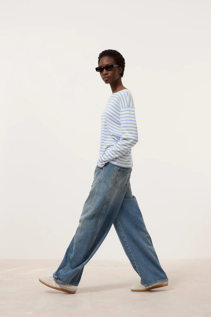 Closed Relaxed T‑shirt Lange Mouw – Blauw-50% katoen, 50% modal-DAMES TOPS & BLOUSES-Blauw