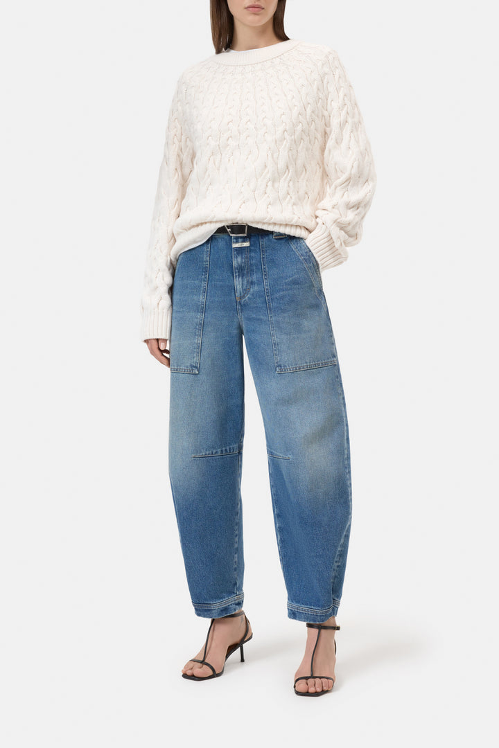 Closed Rhannon Barrel Fit Jeans – Blauw-99% katoen, 1% elastaan-DAMES BROEKEN-Blauw