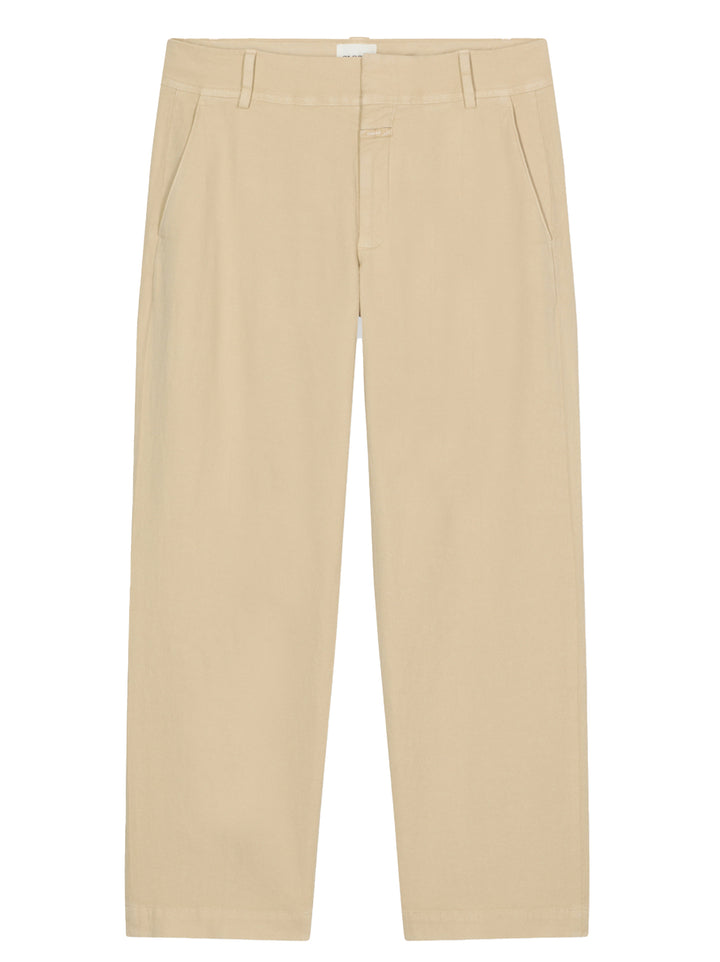 Closed Serandon Straight Fit Cropped Leg Pantalon -49% katoen, 31% linnen, 19% lyocell, 1% elastaan-DAMES BROEKEN-Beige