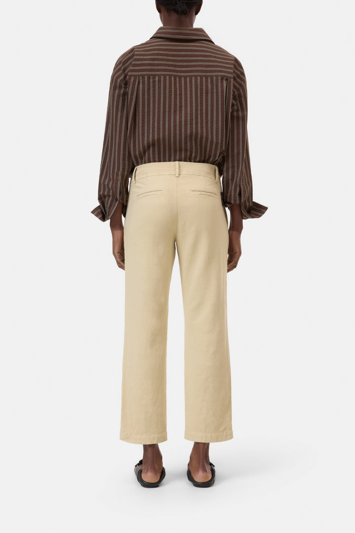 Closed Serandon Straight Fit Cropped Leg Pantalon -49% katoen, 31% linnen, 19% lyocell, 1% elastaan-DAMES BROEKEN-Beige