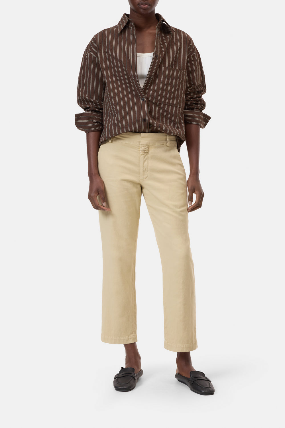 Closed Serandon Straight Fit Cropped Leg Pantalon -49% katoen, 31% linnen, 19% lyocell, 1% elastaan-DAMES BROEKEN-Beige