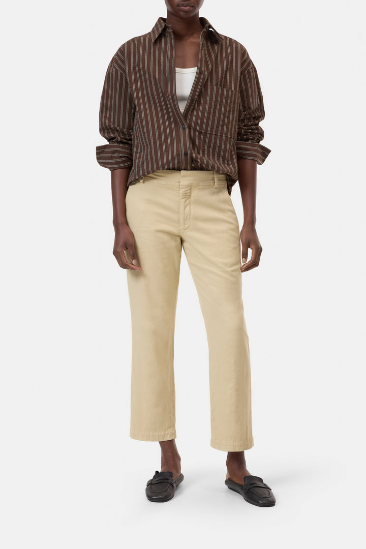 Closed Serandon Straight Fit Cropped Leg Pantalon -49% katoen, 31% linnen, 19% lyocell, 1% elastaan-DAMES BROEKEN-Beige