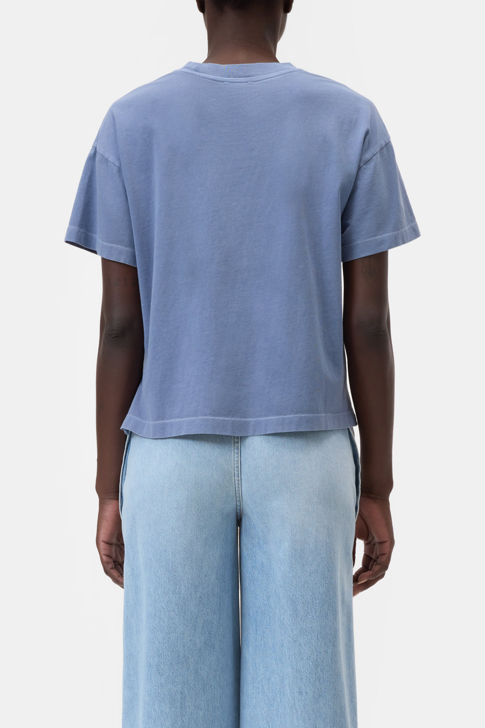 Closed Slit T-shirt Regular – Blauw-100% katoen-DAMES TOPS & BLOUSES-Blauw