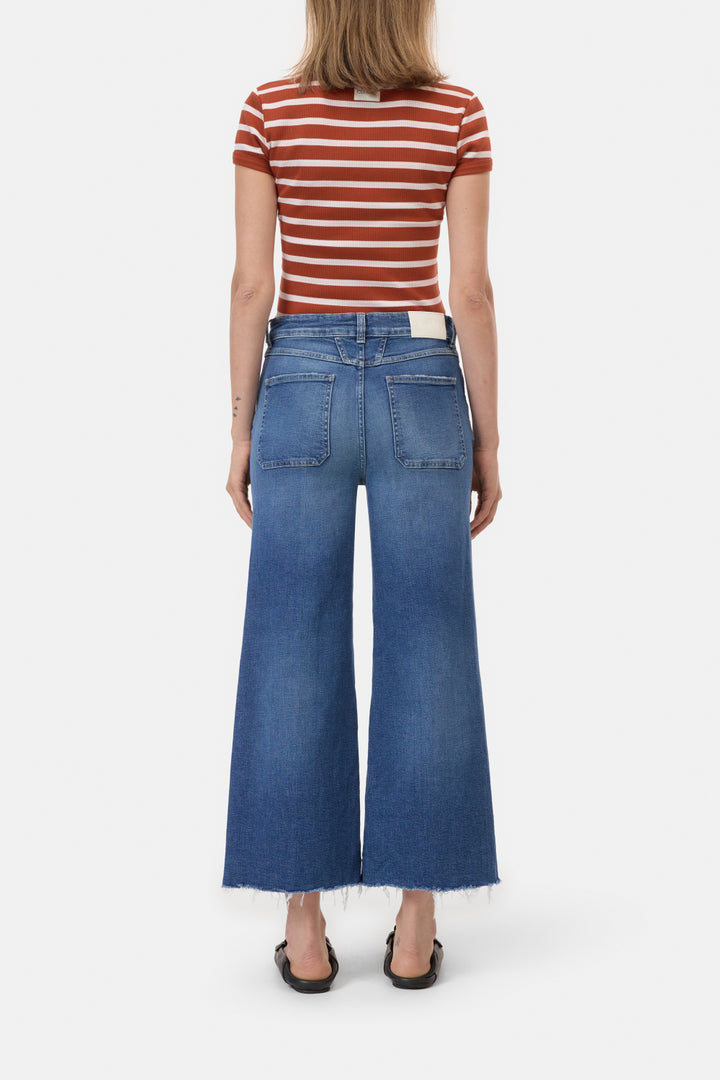 Closed Wera Wide Fit Cropped Leg Jeans – Blauw-100% katoen-DAMES BROEKEN-Blauw