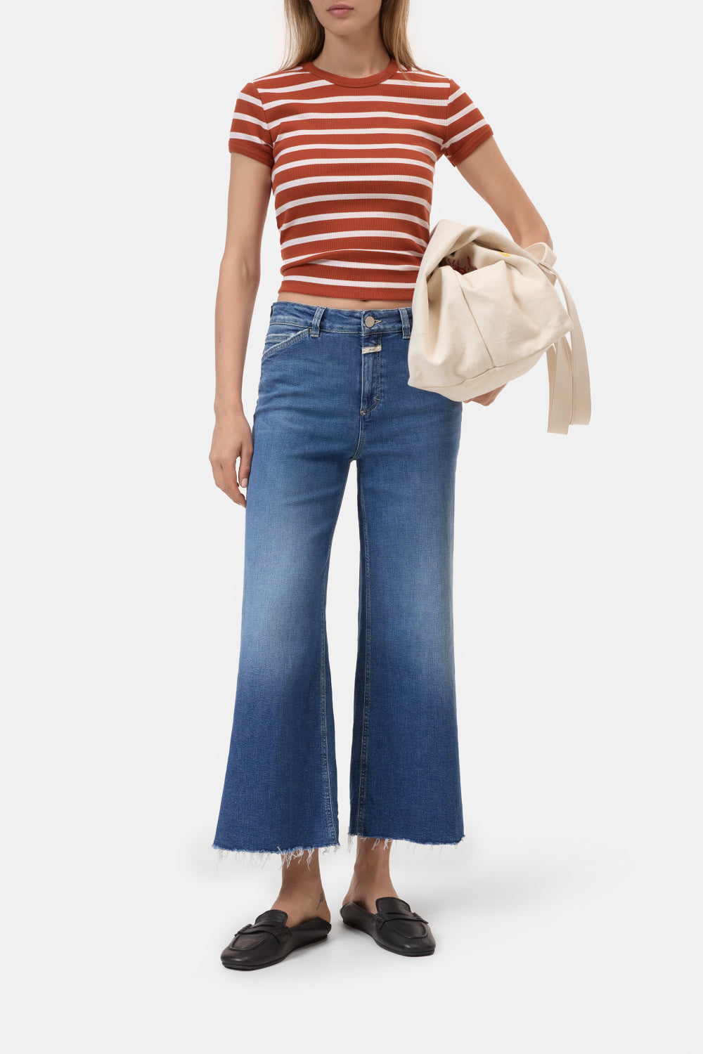 Closed Wera Wide Fit Cropped Leg Jeans – Blauw-100% katoen-DAMES BROEKEN-Blauw