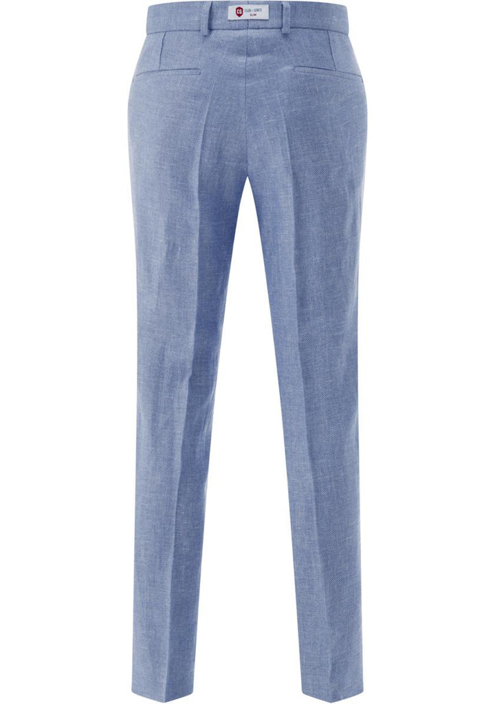 Club of Gents CG PACO-61% linnen, 36% lyocell, 2% polyamide, 1% elasthaan-HEREN PAKKEN & COLBERTS-Blauw