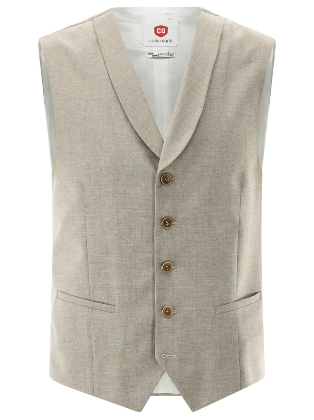 Club of Gents CG PADDY gilet-43% Katoen<br />26% Scheerwol<br />2% spandex<br />18% viscose<br />11% Linnen-HEREN PAKKEN & COLBERTS-Beige
