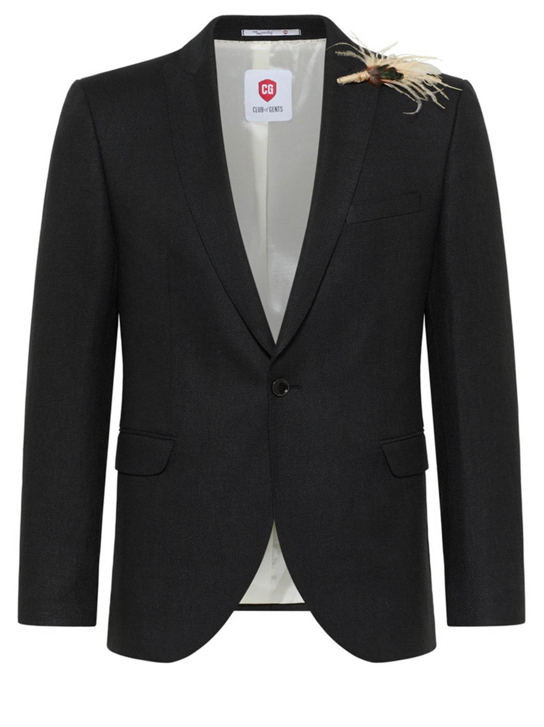 Club of Gents CG PARKER-61% linnen, 36% lyocell, 2% polyamide, 1% elasthaan-HEREN PAKKEN & COLBERTS-Zwart