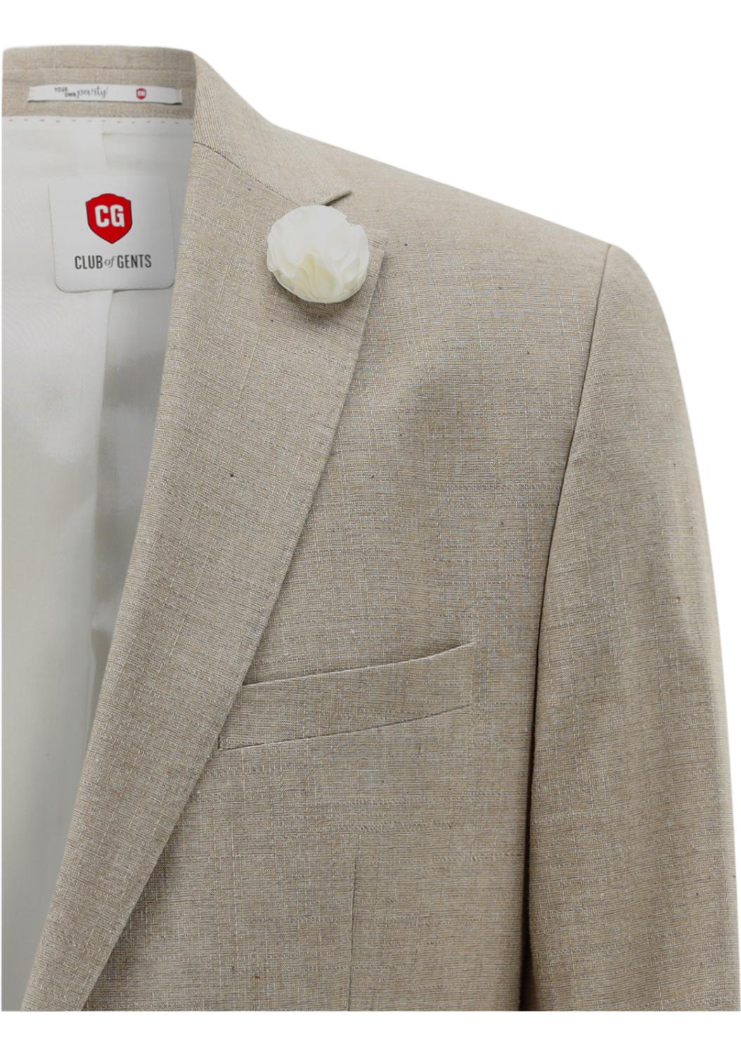 Club of Gents CG PAUL colbert-43% katoen, 26% wol, 18% viskose, 11% linnen, 2% elasthaan-HEREN PAKKEN & COLBERTS-Beige