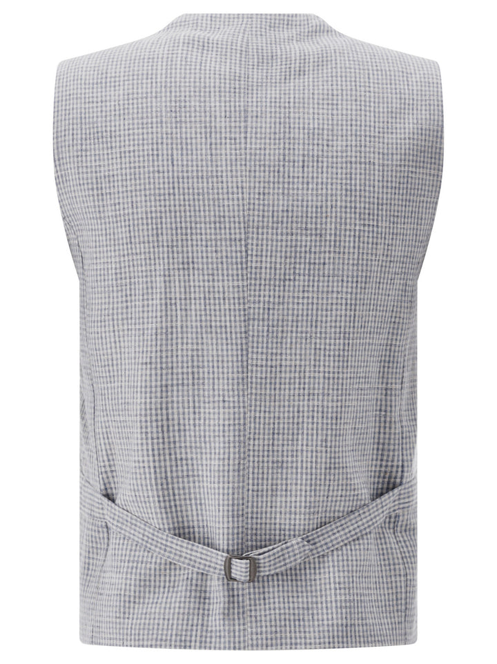 Club of Gents CG Perry Gilet linnen-katoenmix-39% Viscose<br />37% Linnen<br />19% Katoen<br />5% Polyester-HEREN PAKKEN & COLBERTS-Blauw