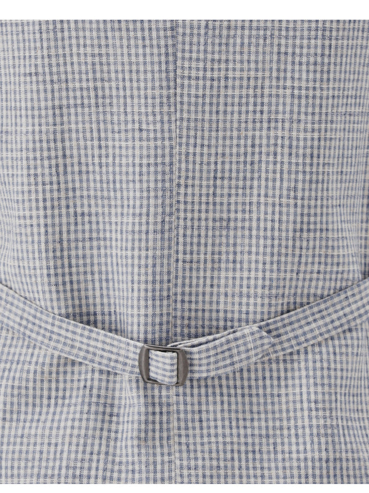 Club of Gents CG Perry Gilet linnen-katoenmix-39% Viscose<br />37% Linnen<br />19% Katoen<br />5% Polyester-HEREN PAKKEN & COLBERTS-Blauw