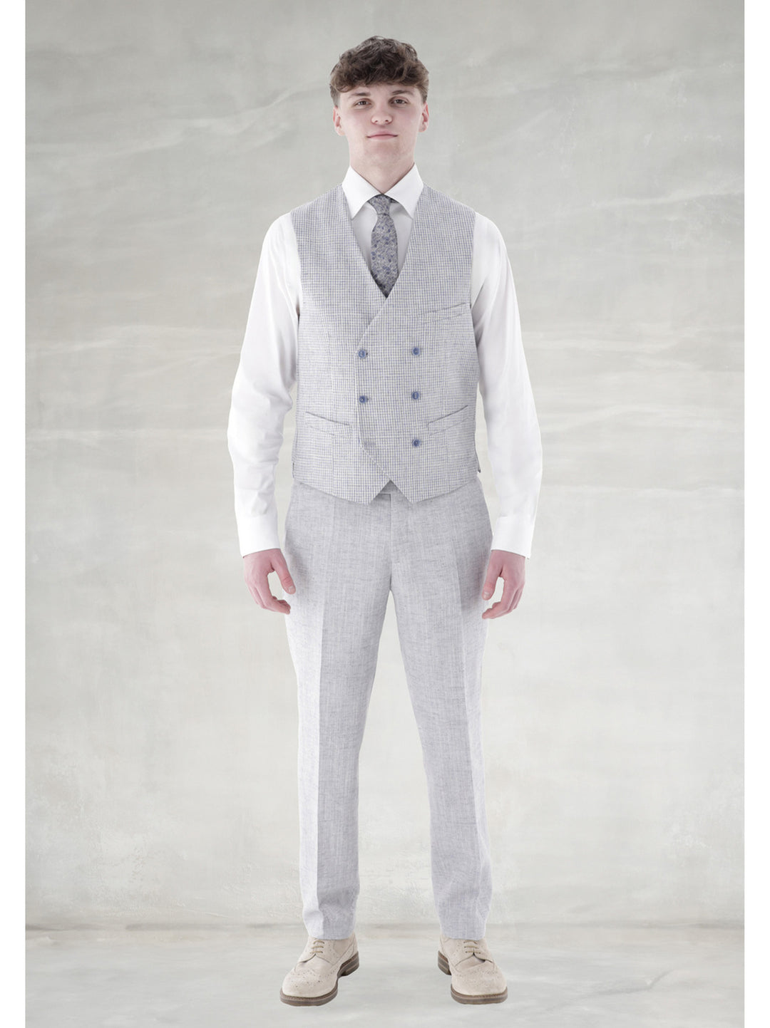 Club of Gents CG Perry Gilet linnen-katoenmix-39% Viscose<br />37% Linnen<br />19% Katoen<br />5% Polyester-HEREN PAKKEN & COLBERTS-Blauw