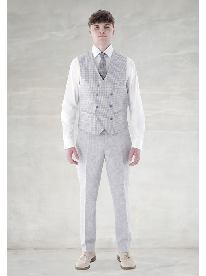 Club of Gents CG Perry Gilet linnen-katoenmix-39% Viscose<br />37% Linnen<br />19% Katoen<br />5% Polyester-HEREN PAKKEN & COLBERTS-Blauw