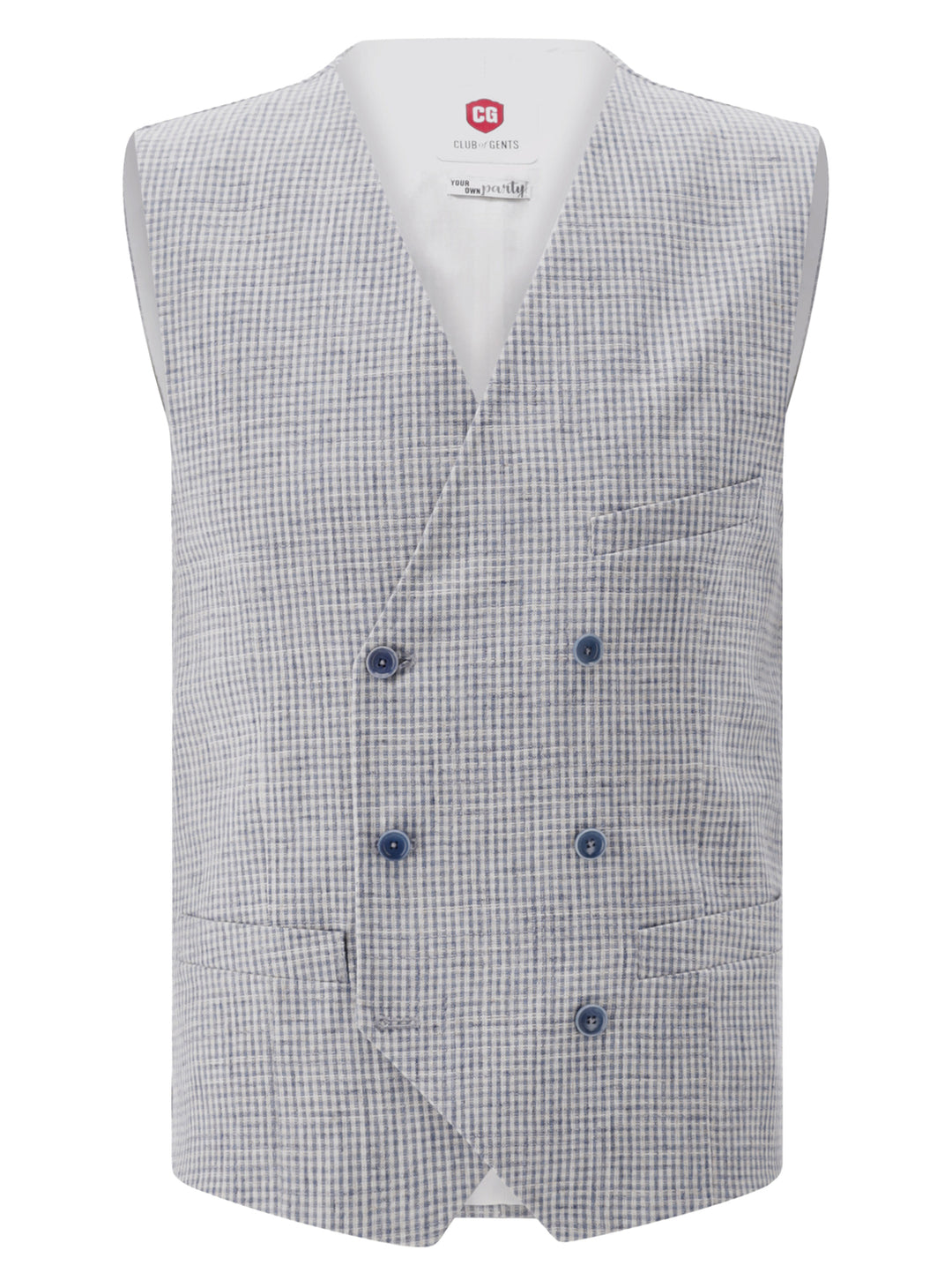 Club of Gents CG Perry Gilet linnen-katoenmix-39% Viscose<br />37% Linnen<br />19% Katoen<br />5% Polyester-HEREN PAKKEN & COLBERTS-Blauw