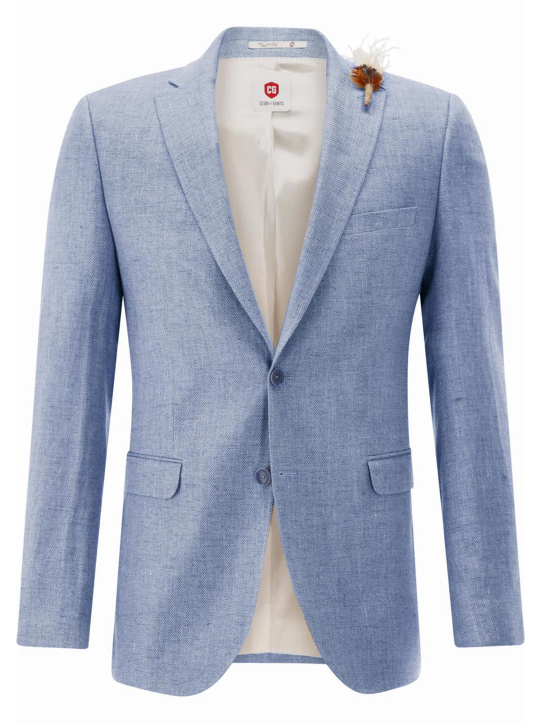 Club of Gents colbert-61% linnen, 36% lyocell, 2% polyamide, 1% elasthaan-HEREN PAKKEN & COLBERTS-Blauw