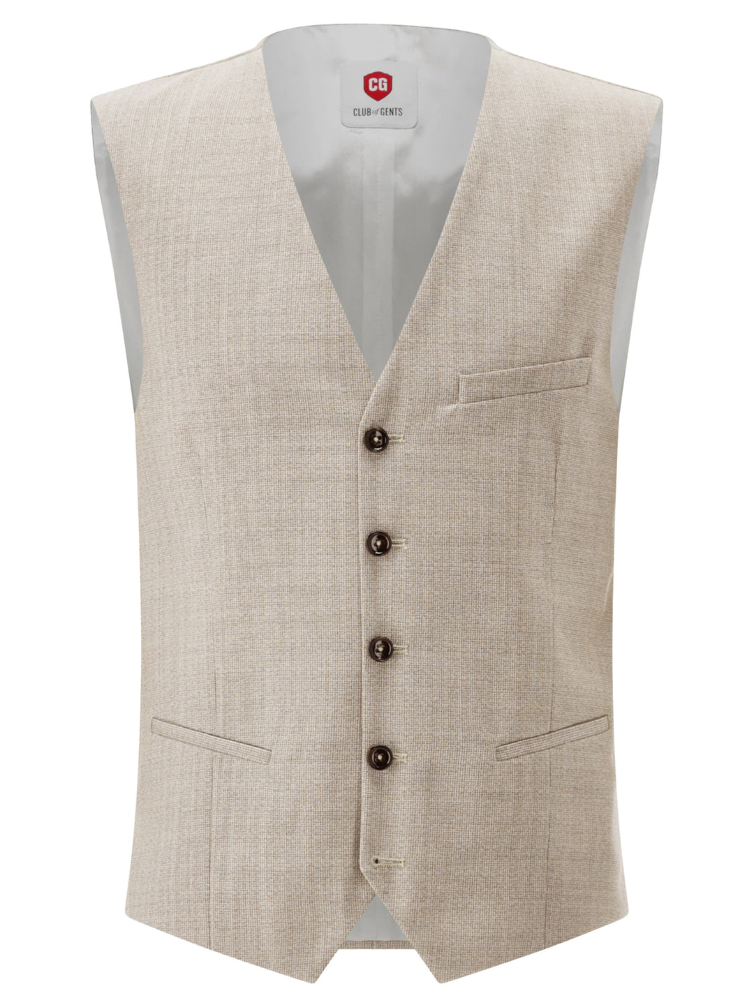 Club of Gents – Gilet Beige Mix & Match-60% acetaat, 40% polyester-HEREN PAKKEN & COLBERTS-Beige