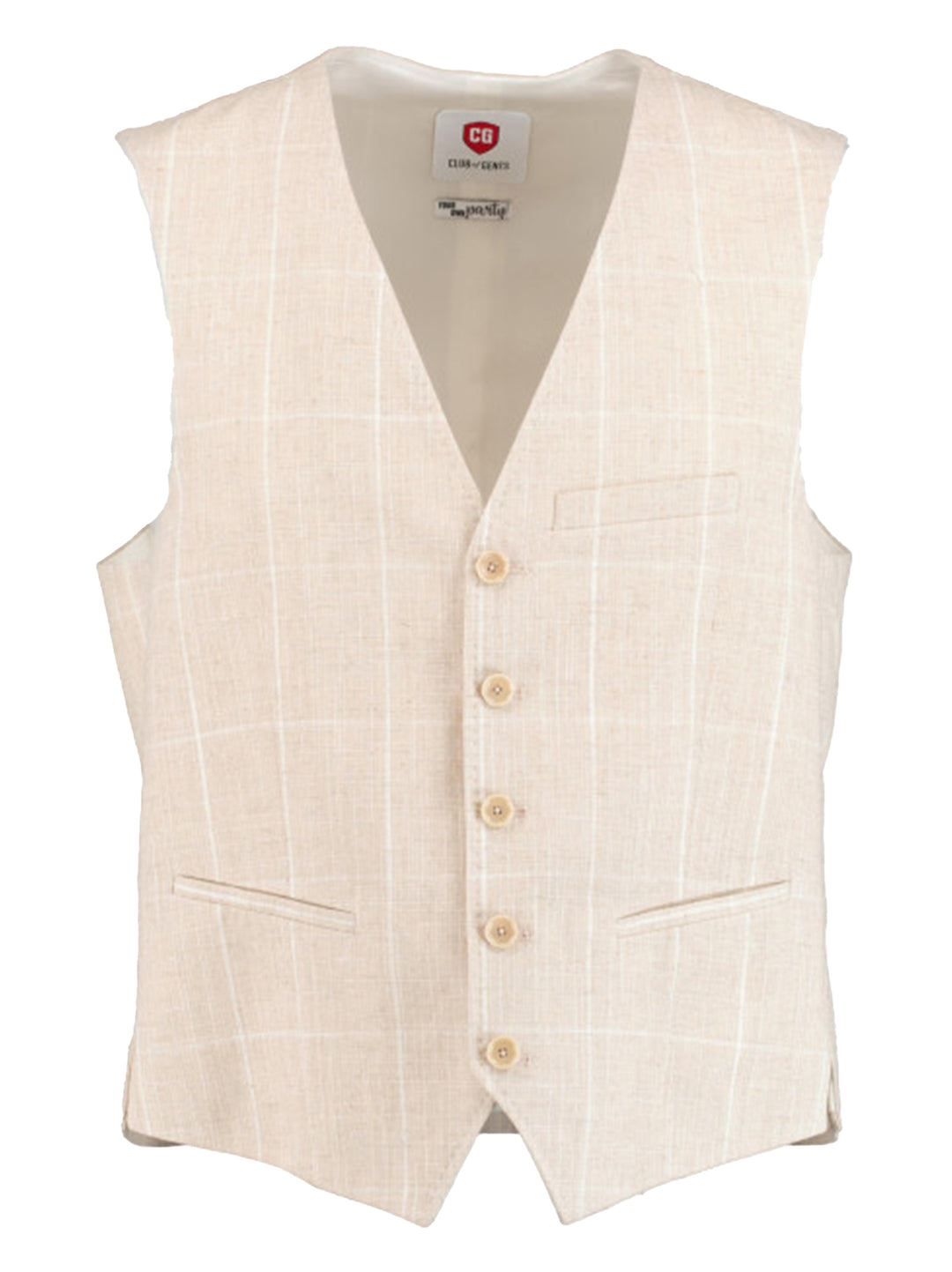 Club of Gents Gilet CG -39% Viscose<br />37% Linnen<br />19% Katoen<br />5% Polyester-HEREN PAKKEN & COLBERTS-Beige