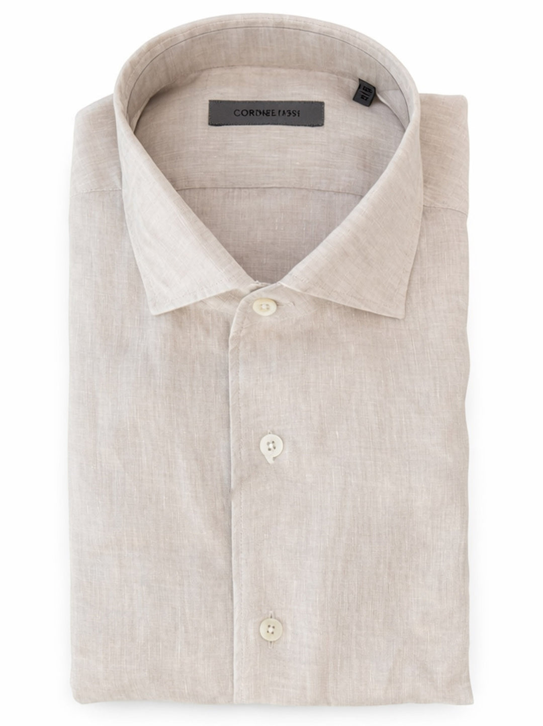 Corneliani linnen  regular fit shirt – Beige-100% linnen -HEREN SHIRTS-Beige