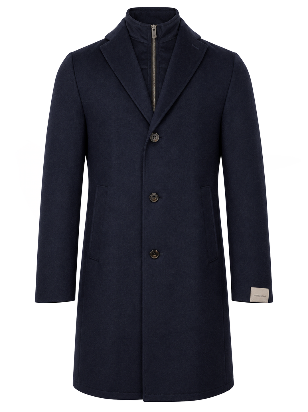 Corneliani Mantel – Blauw-95% wol, 5% kasjmier<br />Voering 100% polyester-HEREN JASSEN & JACKS-Blauw