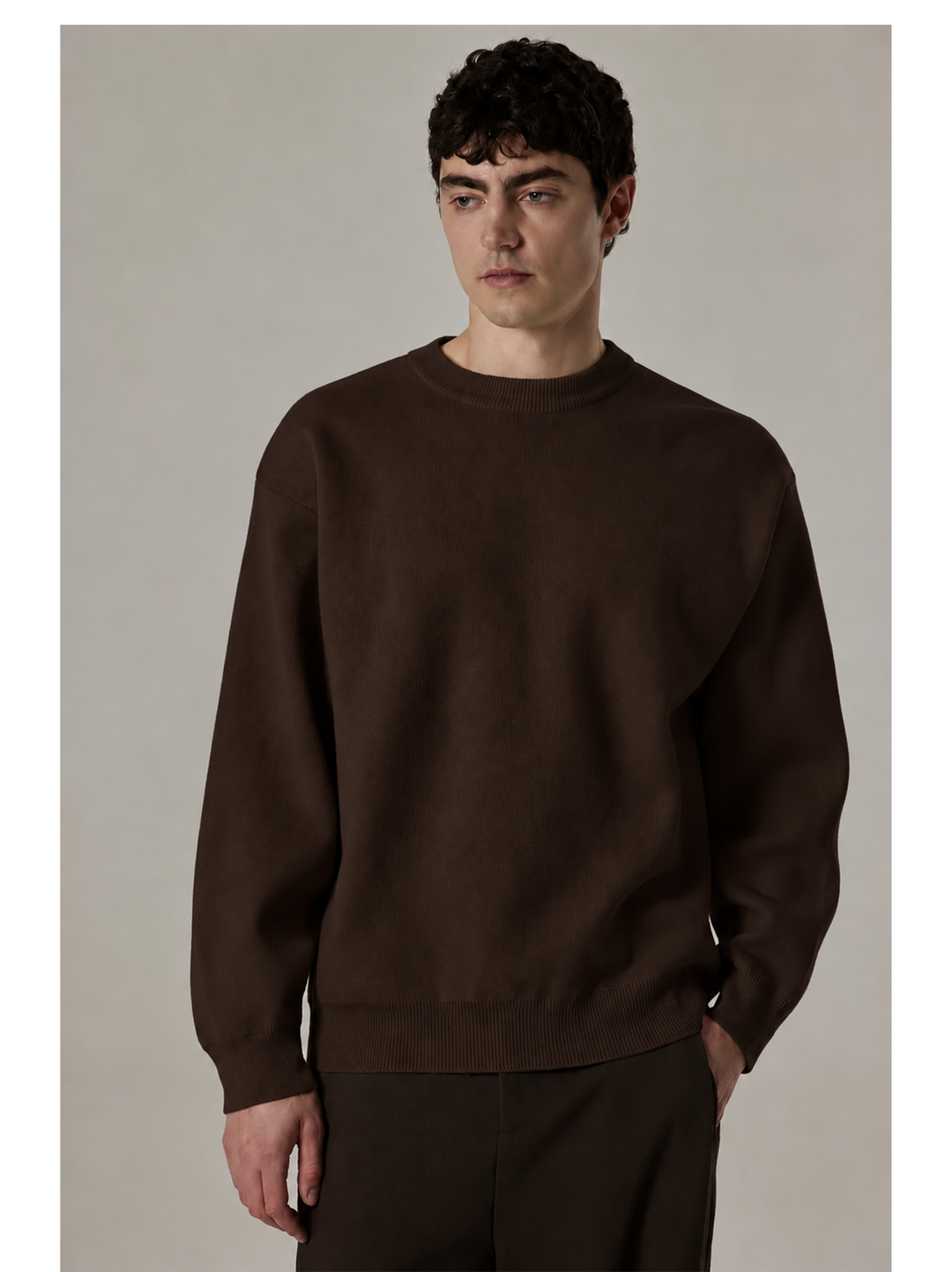 Daniele Fiesoli Crewneck Trui – Bruin-90% wol, 10% cashmere-HEREN TRUIEN & VESTEN-Bruin
