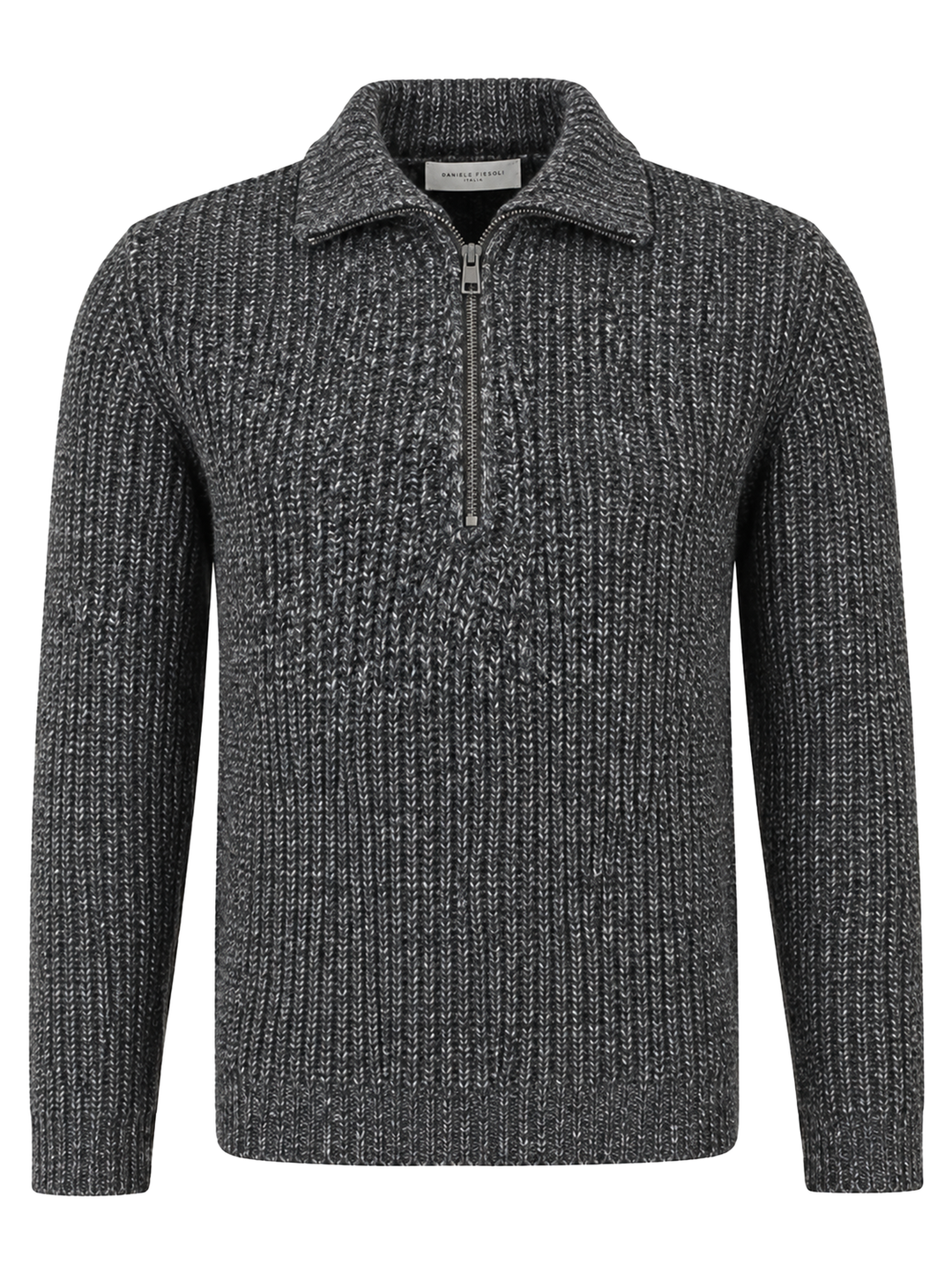 Daniele Fiesoli Half Zip Trui – Antraciet-80% wol, 20% polyamide-HEREN TRUIEN & VESTEN-Antraciet