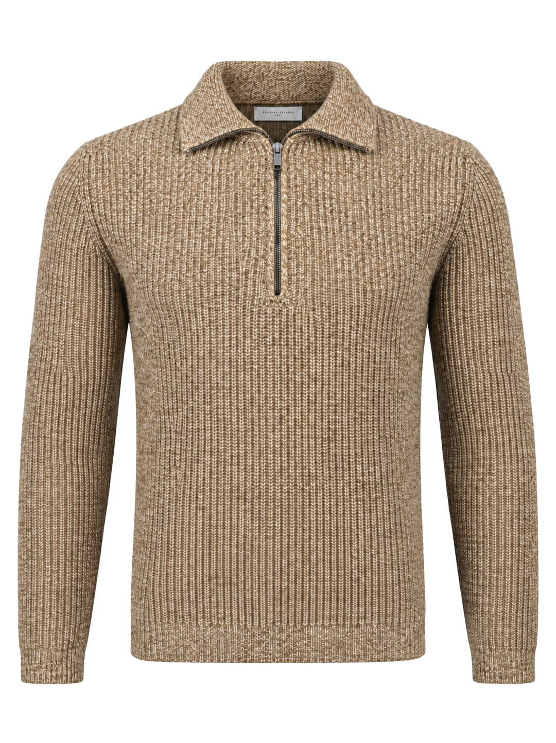 Daniele Fiesoli Half Zip Trui – Bruin-80% wol, 20% polyamide-HEREN TRUIEN & VESTEN-Bruin