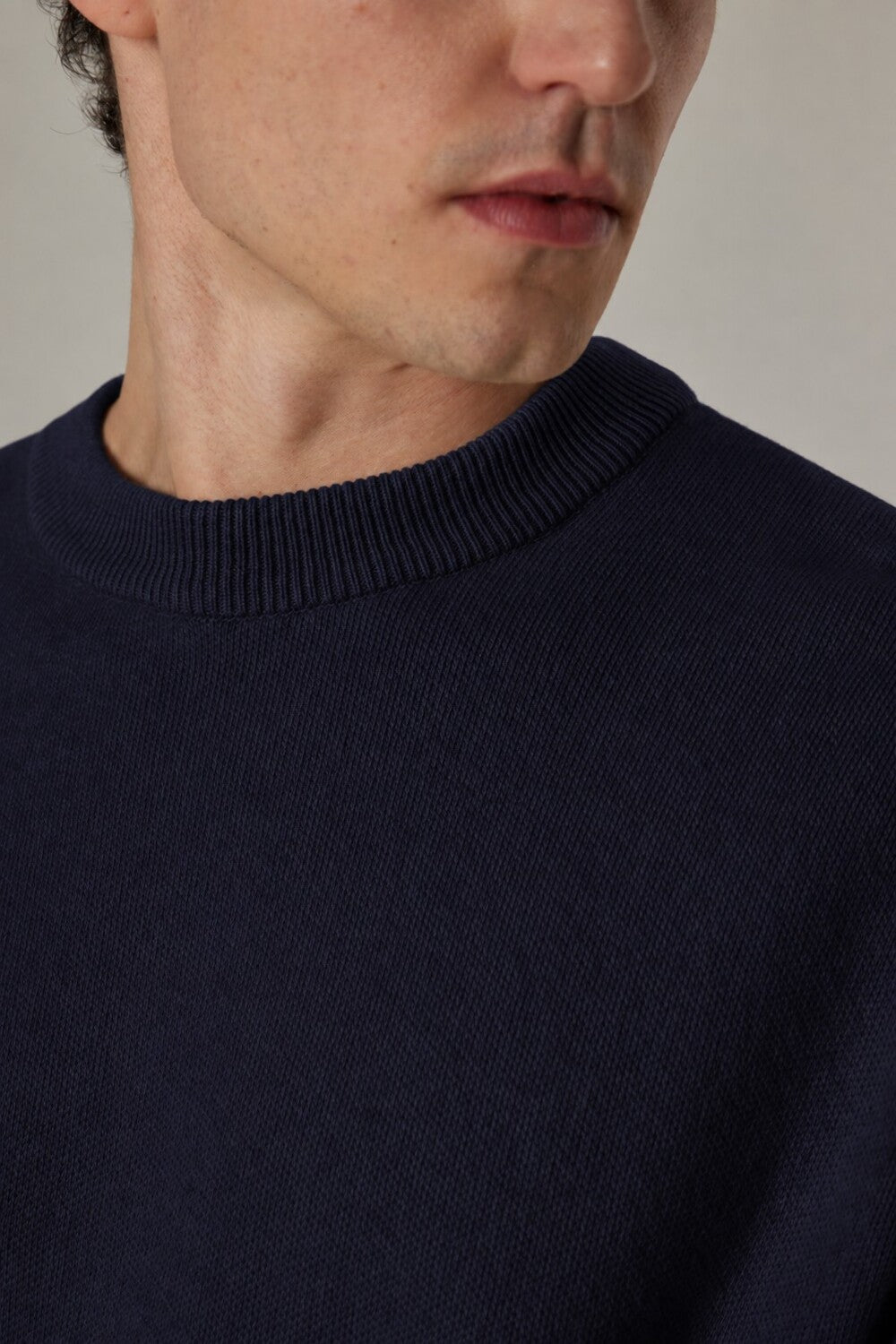 Daniele Fiesoli Piqué Crewneck Trui – Blauw-90% wol, 10% cashmere-HEREN TRUIEN & VESTEN-Blauw