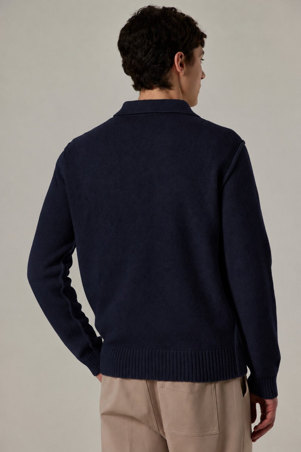 Daniele Fiesoli Wol Cashmere Polo – Blauw-90% merinowol, 10% cashmere-HEREN TRUIEN & VESTEN-Blauw