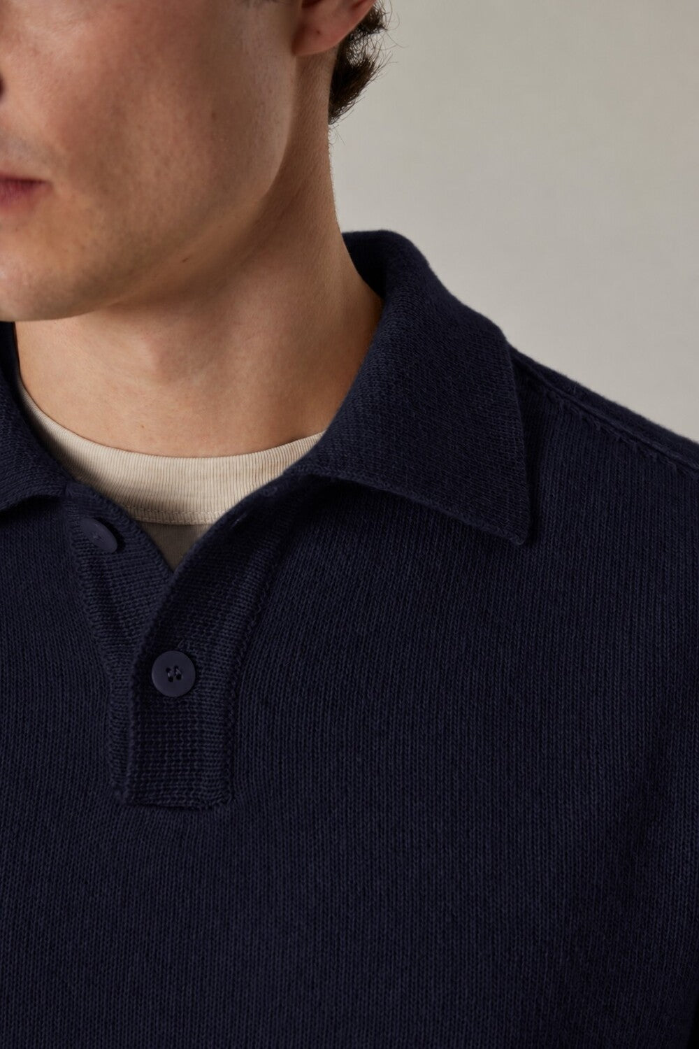 Daniele Fiesoli Wol Cashmere Polo – Blauw-90% merinowol, 10% cashmere-HEREN TRUIEN & VESTEN-Blauw