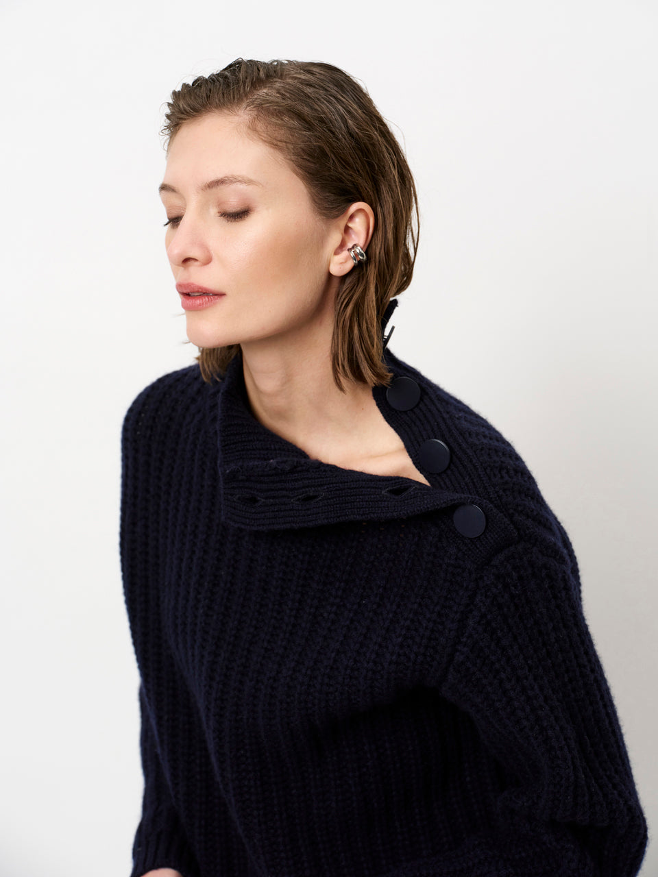 Dante 6 Adouna Rigebreide Trui – Blauw-100% wol-DAMES TRUIEN & VESTEN-Blauw