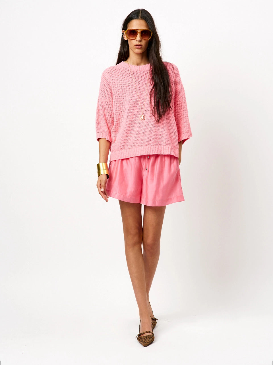 Dante 6 Ajour Knit Sweater – Roze-85% katoen, 15% polyamide-DAMES TRUIEN & VESTEN-Roze