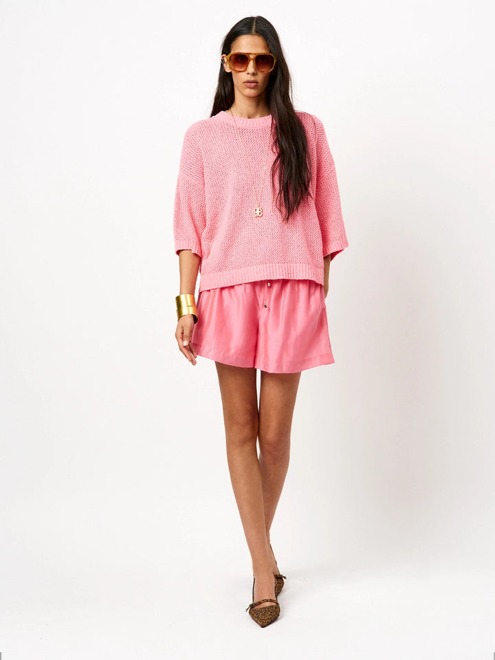 Dante 6 Ajour Knit Sweater – Roze-85% katoen, 15% polyamide-DAMES TRUIEN & VESTEN-Roze