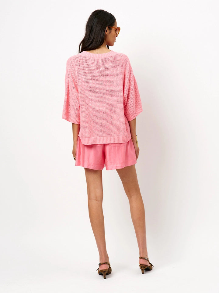 Dante 6 Ajour Knit Sweater – Roze-85% katoen, 15% polyamide-DAMES TRUIEN & VESTEN-Roze