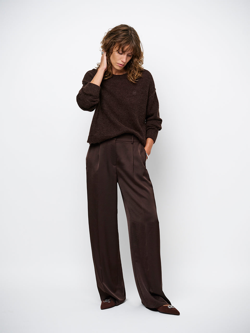 Dante 6 Ariama Crewneck Trui – Espresso Bruin-41% alpaca, 22% wol, 37% polyamide-DAMES TRUIEN & VESTEN-Bruin